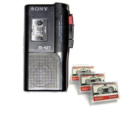 Sony M-427 Refurbished Handheld Microcassette Dictation Recorder with 3 Microcassette Tapes